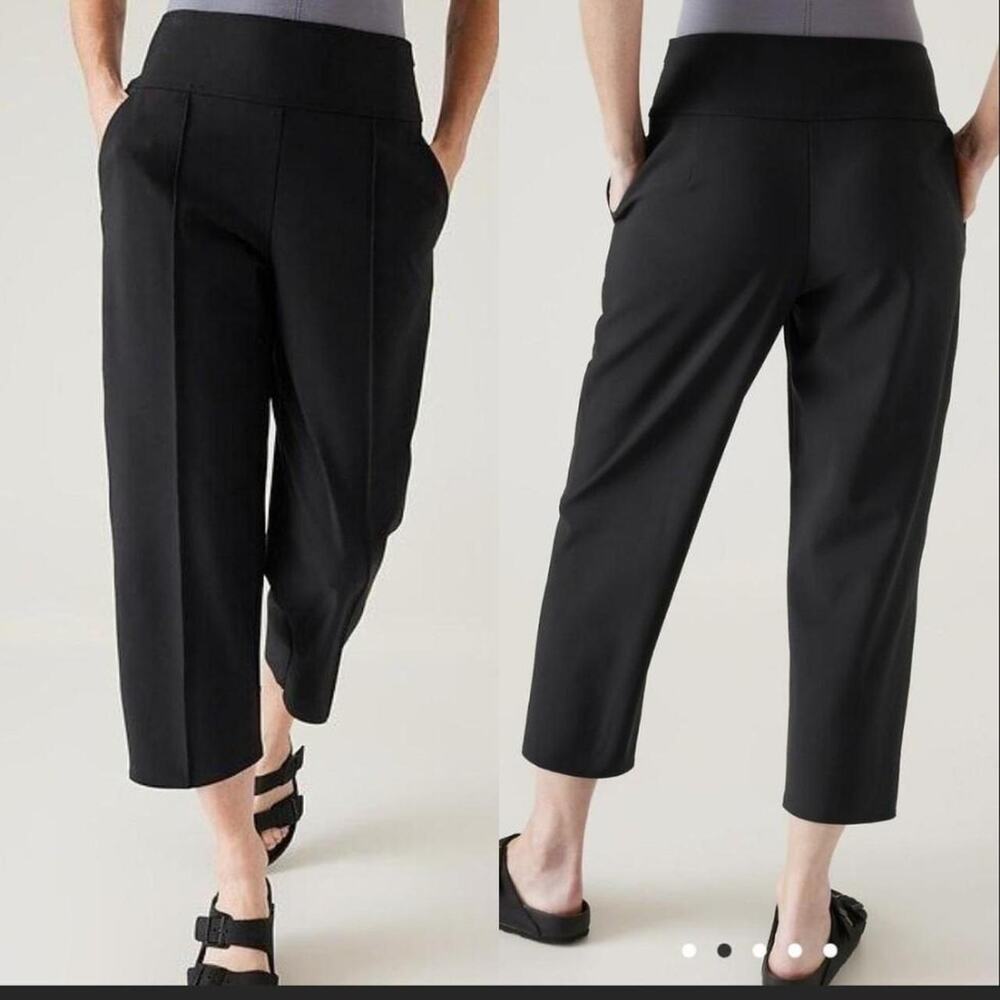 athleta womens black stellar wide leg crop pant 4